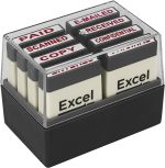 ExcelMark Mini Office Message Rubber Stamp Set - Red Ink - Storage Tray Included - Image 7
